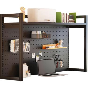 Imagem de Prateleira de armazenamento de mesa para monitor de mesa Rack de exibição de 3 camadas, altura de prateleira ajustável de armazenamento DIY, prateleira de metal de organizador de mesa, para