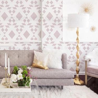 Imagem de Estêncil geométrico de azulejos em formato de diamante de 90 cm, mandala para paredes, modelo de móveis grandes, pintura, azulejo, nicho, padrões de parede, modelos para padronizar as sementes, pisos,
