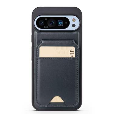 Imagem de HAO RIYLN Capa carteira para Google Pixel 9/Pixel 9 Pro/Pixel 9 Pro XL, capa de couro com bloqueio RFID destacável 2 em 1 compartimento para cartão capa de sucção magnética montada no carro, preta, 9