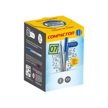 Imagem de Caneta Esferográfica 07 Caixa 100 Unidades Compactor - Azul