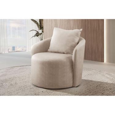 Imagem de Poltrona Decorativa para Sala de Estar Redonda Califórnia Bege