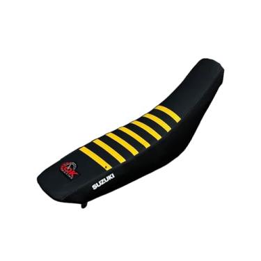 Imagem de QK RACING Capa de assento premium Multi Grip - Compatível com Suzuki Rm 125 250 2001-2011 Capa de assento preta com nervuras amarelas S29