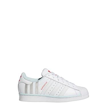 Imagem de adidas Tênis infantil Superstar, Branco nuvem/branco nuvem/quase azul, 5.5 Big Kid
