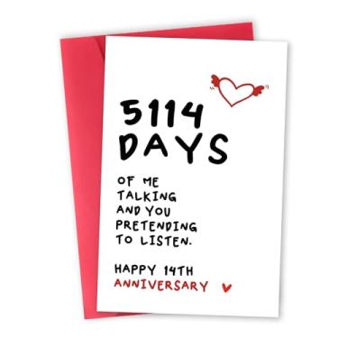 Imagem de Cartão de feliz aniversário de 14 anos para ele, cartão romântico de aniversário de 14 anos para namorada, namorado, cartão de aniversário de 14 anos para marido e esposa, presente exclusivo de 14