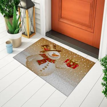 Imagem de Tapate Capacho Para Porta Divertido e Criativo Tema Natal - Boneco De Neve Dourado Ca295