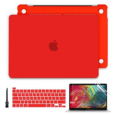 Imagem de Batianda Capa de laptop para o novo MacBook Pro 13 2022 versão 2020 capa rígida de plástico com capa de teclado e protetor de tela para Mac Pro 13" Touch Bar modelo M2 M1 A2338/A2289/A2251, vermelho fosco