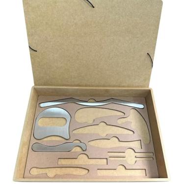 Imagem de Kit Com 3 Instrumentos De Liberação Miofascial Massagem Massageador Iastm Guidom - Soco - Gancho em Aço Inox