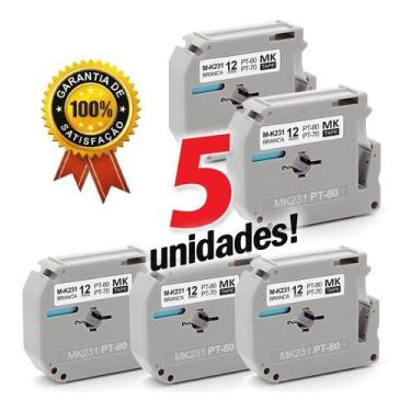 Imagem de Kit 5 Fita Compatível Brother M231 Mk231 Mk 231 Pt-90 12mm - xfull