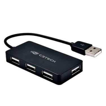Imagem de HUB USB 2.0 C3Tech com 4 Portas USB 2.0, Preto - HU-220BK - C3 tech