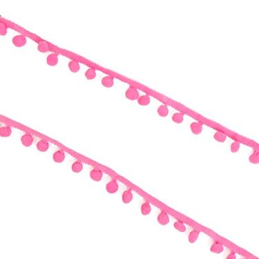 Imagem de Craftelier - Fita macia com pompons para decorar projetos de cartões, artesanato e scrapbooking | Feito de poliéster | Largura 12 mm (0,47") e comprimento 2 m (78,74") - Cor rosa chiclete
