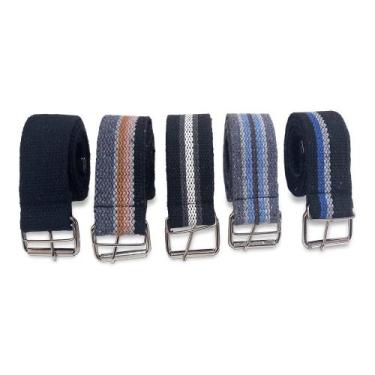 Imagem de kit 5 cinto masculino correia lona fivela pino largo - Arago, 120CM