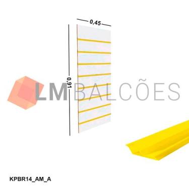 Imagem de Painel Canaletado Branco em Mdf 0,91 x 0,45m com Perfil Pvc Amarelo - 