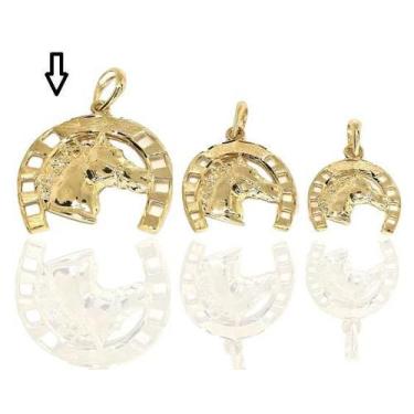 Imagem de Pingente cavalo e ferradura ouro 18k - Elegancy Joias
