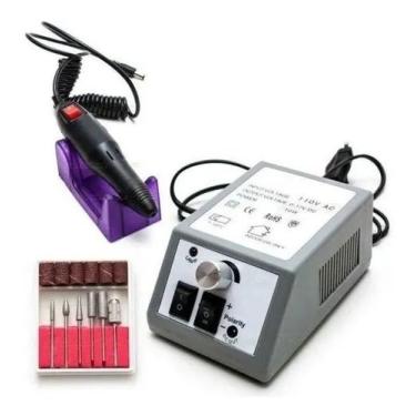 Imagem de Kit Lixadeira Motor Brocas Profissional Bivolt Unha Manicure Gel Esmal