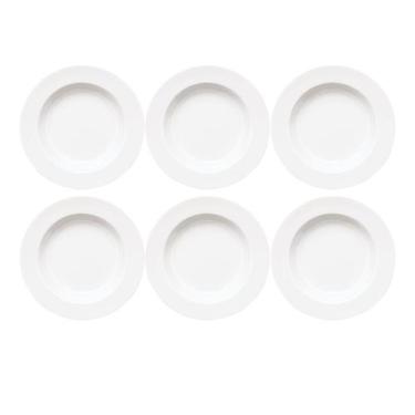 Imagem de Jogo 6 Pratos Fundos Capri 23cm Porcelana Branca Germer - Germer Porce
