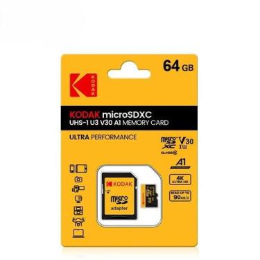 Imagem de Cartão de Memória KODAK Micro SD 64GB, 90 MB/s, Classe 10 U3, 4K HD