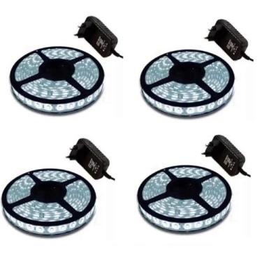 Imagem de KIT 4 Fita Super Led 5050 Branco Frio 300 Leds 5 M + Fonte - RGB