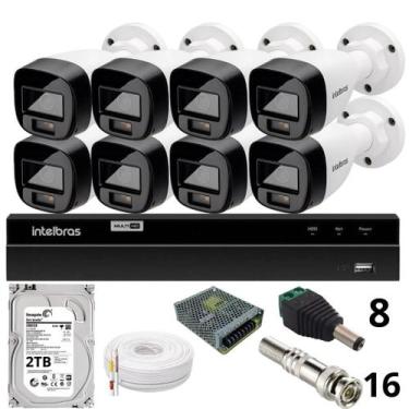 Imagem de Kit 8 Câmeras Intelbras  Bullet 1220b Full Color Dvr Intelbras 1216-c 