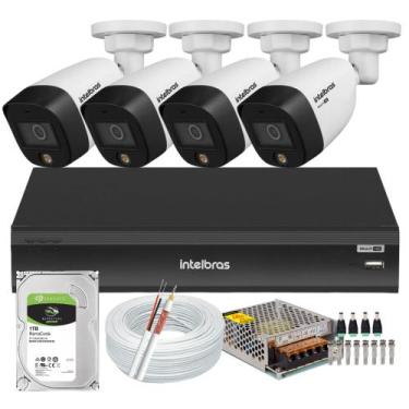 Imagem de Kit Cftv Intelbras 4 Câmeras Segurança 1220 Full Color Dvr Mhdx Imhdx 