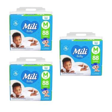 Imagem de Kit C3 Fralda Baby Giga M 88 unidades - Mili - MILI S/A