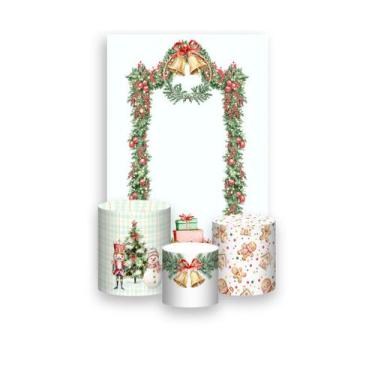Imagem de Painel De Festa Vertical 1,50 x 2,20 + Trio De Capas Cilindro - Natal 