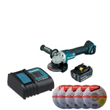 Imagem de Esmerilhadeira Makita Dga504 + Bateria + Carregador + Discos, Bivolt