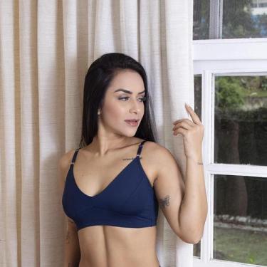 Imagem de Sutiã Sem Bojo Com Pala Confort - Rara Flor, Azul marinho, GG