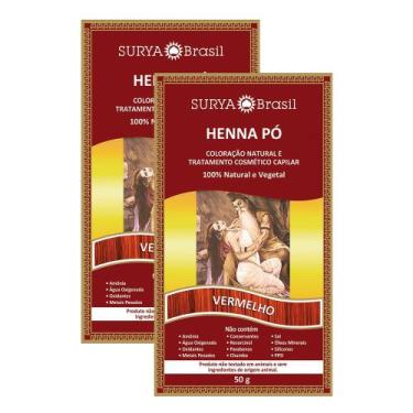 Imagem de Henna Pó Surya Brasil Vermelho  Kit com duas unidades