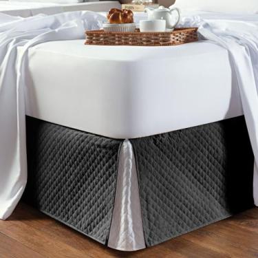 Imagem de Saia para Cama Box Dual Color Preto/Branco King Dupla Face - Tecido Mi