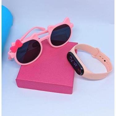 Imagem de Kit Relógio Infantil Silicone Ajustável Esportivo + Óculos de Sol Meni