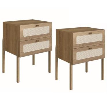 Imagem de Kit 02 Mesas de Cabeceira Palhinha 27933 Linha Oslo Hanover Artesano -
