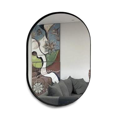 Imagem de Espelho Oval 60x40cm com Moldura - Lubrano, Preto