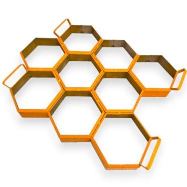 Imagem de Forma Fazer Bloco Sextavado 9 Blocos 17x6cm Lajotinha Piso - Fli Comér