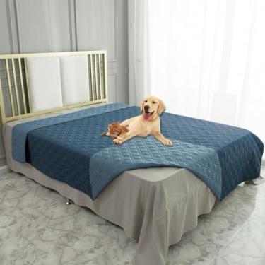 Imagem de Capa para cama de cachorro à prova d'água Ameritex cobertor para cama de móveis, sofá reversível (1,82 m x 2,74 m, azul marinho + azul escuro)