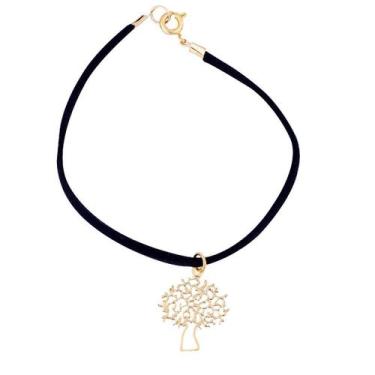 Imagem de Pulseira camurça com Árvore da Vida 18mm - Sunshine Cristais, Dourado
