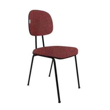 Imagem de Cadeira Fixa Secretaria Bolt - Maiart, Vermelho/Preto, Tecido J.Serran