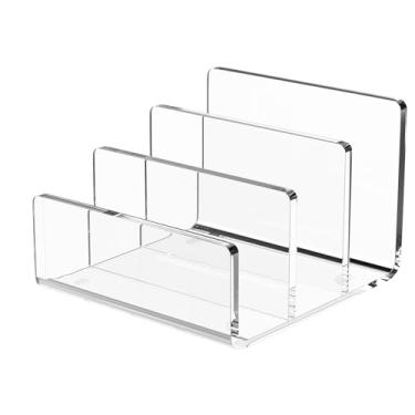 Imagem de Organizador de arquivos de acrílico, suporte de arquivos para mesa, transparente, 22,86 x 16,50 x 16,50 cm, 3 seções