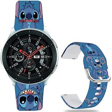 Imagem de Hepsun Pulseiras Stitch Art compatíveis com Samsung Galaxy Watch 4 de 40/44 mm/Galaxy Watch 42 mm/Watch 3 de 41 mm/Active 2/Gear S2 Classic/Sport/Garmin Vivoactive 3 de 20 mm com pulseira fofa Kawaii