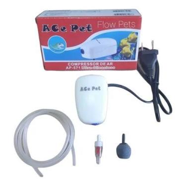 Imagem de Bombinha Silenciosa Compressor De Ar Aquário Completa - Ace Pet, 110V