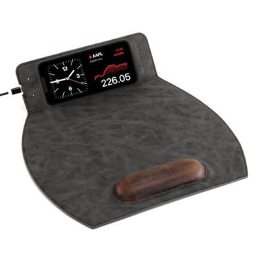 Imagem de Mouse pad magnético sem fio com design ergonômico, mousepad com suporte de pulso, mouse dobrável com descanso de pulso e base antiderrapante para computador, laptop, escritório e casa, 35,5 x 30,7 cm,