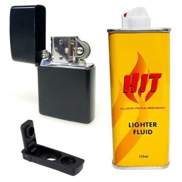Imagem de Isqueiro em Metal Classico com Vedação e Fluido de 133ml (Preto)