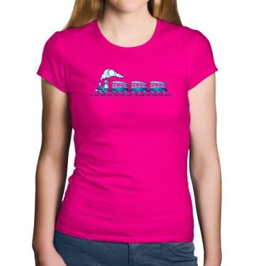 Imagem de Baby Look Algodão Trenzinho Brinquedo - Foca na Moda, Rosa, M