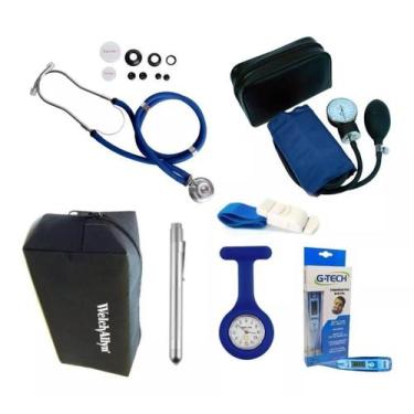 Imagem de Kit Enfermagem Lanterna Termometro Garrote Estojo Relogio - Premium,  