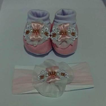 Imagem de Pantufa Infantil com Faixa de Meia Grande - Sapatinho Bebê - Laços Eli