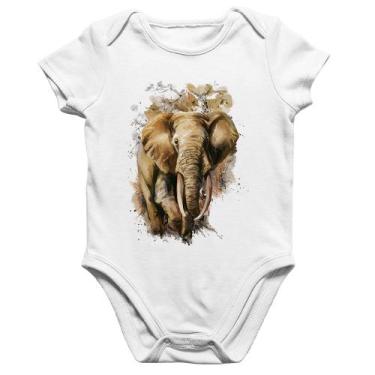Imagem de Body Bebê Algodão Elefante Watercolor - Foca na Moda, Branco, G