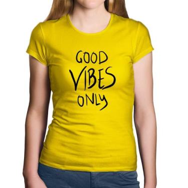 Imagem de Baby Look Algodão Good Vibes Only - Foca na Moda, Amarelo, GGG