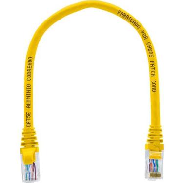 Imagem de Cabo de Rede Patch Cord Cat5e CCA Amarelo 40 centímetros para Internet