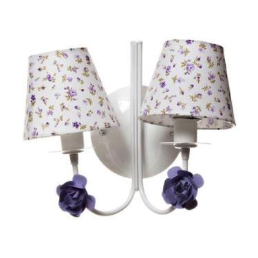 Imagem de Arandela 2 Lâmpadas Flores Lilás Quarto Bebê Infantil Menina - Potinho