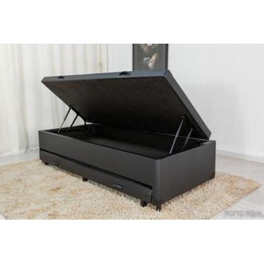 Imagem de Baú Solteiro C/ Auxiliar Preto 088x188x45 - Plenna Box 