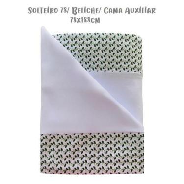 Imagem de Jogo de Lençol 3 Peças Solteiro 78 Beliche Folhas Verde Malha Branca A